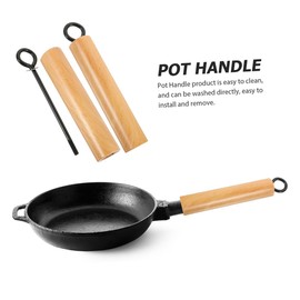Mikinona Wok Handle Wok Accessories Detachable Handle Cookware Pan Handle Replacement Pot Grip Replacement Wooden Pan Handle Universal Wooden Handle Cookware Beech Handle Iron