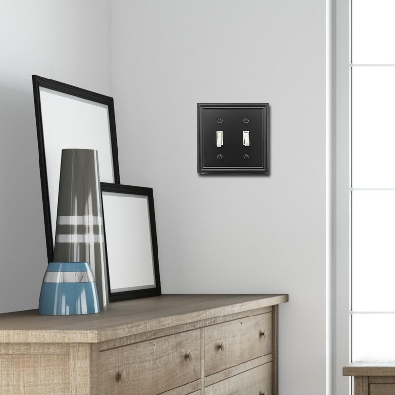 OKAWYC Double Toggle Light Switch Cover Luca Metal Wall Plate,