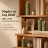 JOIONE Ribbed Green LED Flameless Candles 2 Pack with Remote