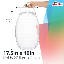 CHAMPS 5 Gallon Vitrolero Water Dispenser - BPA-Free Plastic Beverage Dispenser for Agua Frescas, Juice, Iced Teas & Lemonade, Great Punch Bowl Drink Dispensers for Parties - No Spout (Pack of 2)