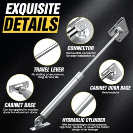 Drop Down Gas Struts, Gas Spring Hinge with 90 Degree Page Turning Axis, Drop Down Hinge for Cabinet, Desk Doors, 100N/22LBS Downward Opening Support (Silver, 2PCS)