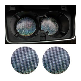 Adunsiaoto Pack of 2 Cup Holder Rhinestone Mat, Vehicle Interior Accessories, Sparkling Non-Slip Crystal Cup Mat, Crystal Rhinestone Car Automotive Interior Accessories (Silver)