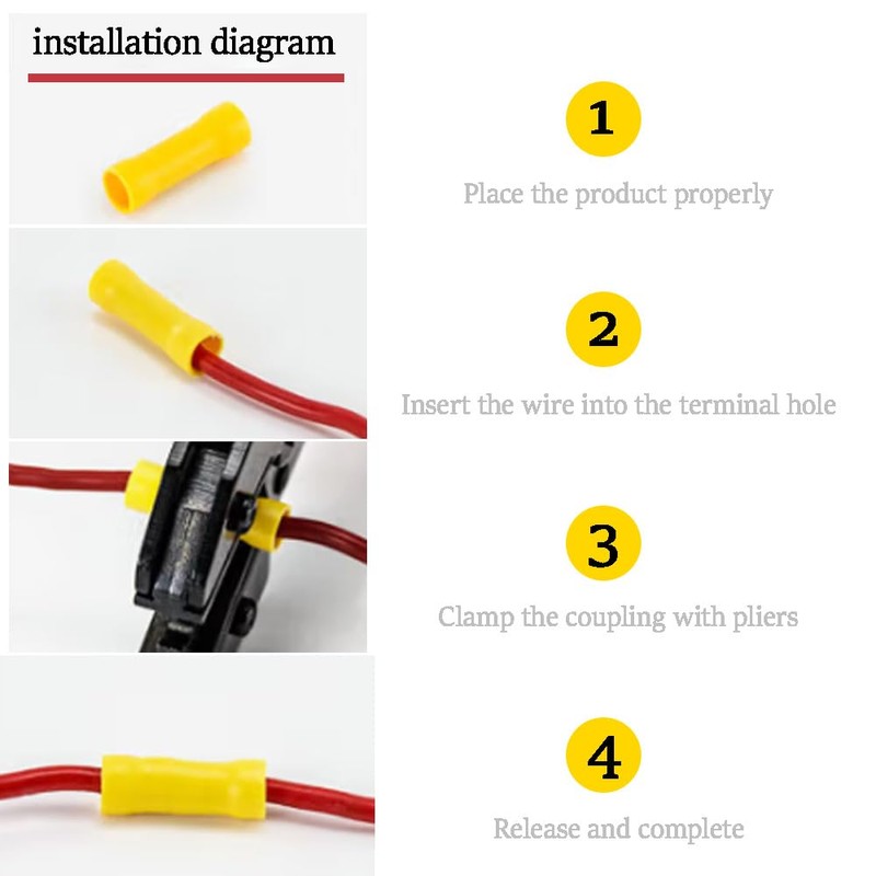 CEEYSEE 120Pcs Butt Connectors Insulated Crimp Terminal Splice Cable Electrical