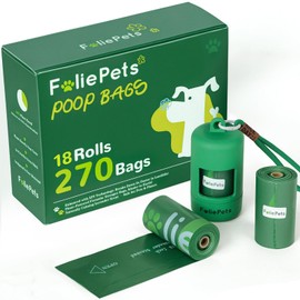 FoliePets Poop Bags for Dogs - 40% Plant-Based, Extra Thick 9x13 Inch Dog Poop Bags Rolls，Leakproof Waste Bags (270 Counts with Dispenser)