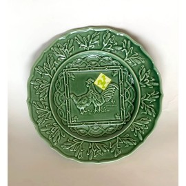 Bordallo Pinheiro NEW Portugal Bordallo Pinheiro Green Rooster Hen 9.25” Plate NWT