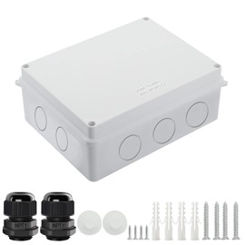 LeMotech Junction Box with Reserved Holes ABS Plastic Electrical Box IP65 Waterproof Dustproof Project Housing for Electronics White Outer Size 200 x 155 x 80 mm