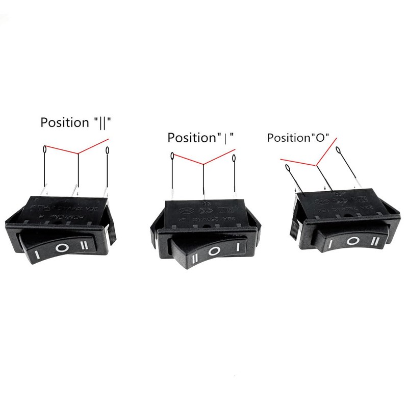 uxcell SPDT 3P On/Off/On 3 Position Boat Rocker Switch Black