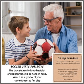 HGDEER Grandson Bracelet from Grandma, Soccer Gifts, Soccer Bracelets Accessories Stuff for 7/8/10/11/12/13 Year Old Grandson from Grandma