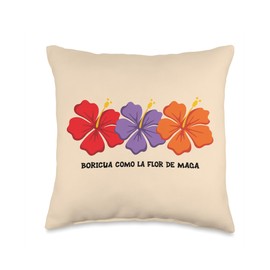 Boricua Como La Flor De Maga Puerto Rican Hibiscus Throw Pillow