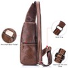 Men Leather Sling Bag Casual Shoulder Chest Crossbody Bag Hiking