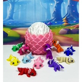 12pcs 3D Printed Mini Axolotl with Egg, Articulated Multi Color Fidget Mini Axolotl, Tiny Mini Animal Gift Idea, Fidget ADHD Autism Toy, MA010-WPE