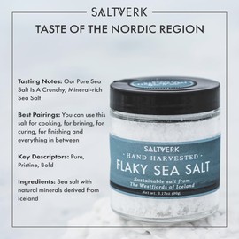 Saltverk Flaky Sea Salt - Gourmet, Icelandic, Hand Harvested and Sustainably Made - 3.17 Oz Jar