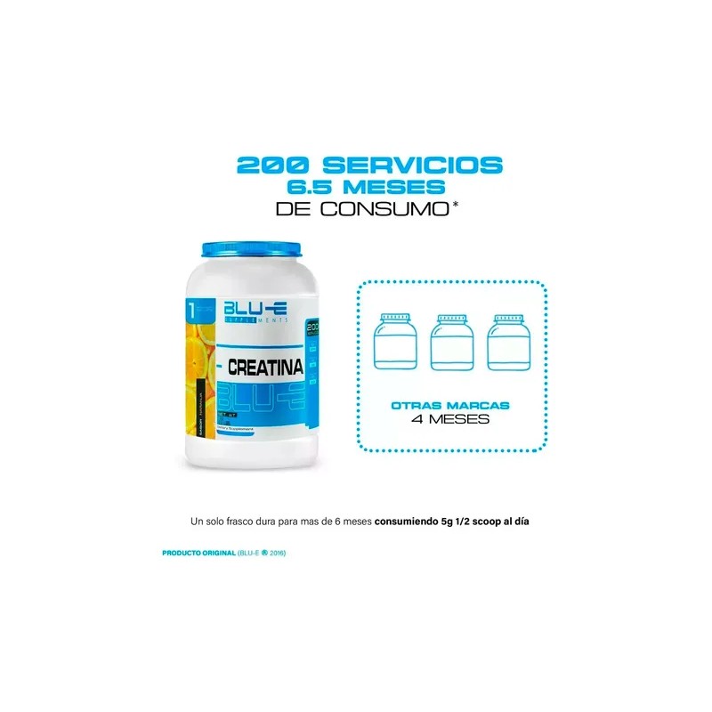 Suplemento Creatina Blu-e Monohidratada 1k 200 Servicios