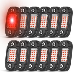LY8 12Pods LED Rock Lights Red 24led Chips Waterproof Neon Underglow Lighting Kit for Trucks SUV ATV Car Boats