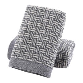 Pidada Hand Towels Set of 2 100% Cotton Checkered Pattern Absorbent Soft Towel for Bathroom 13.4 x 29 Inch (Gray)