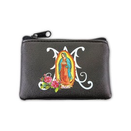 Fratelli Bonella Rosary Bag Made of Black Faux Leather Can be Used as a Wallet or Card Holder Made in Italy, black, Madonna of Guadalupe
