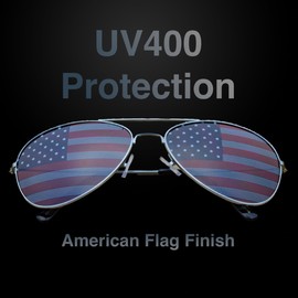 Goson American Flag Mirror Aviator Novelty Decorative Sunglasses (Silver)