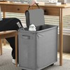 Rolling Slim Laundry Basket On Wheels with Carry Handle Collapsible