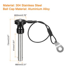 uxcell Ball Locking Pins with Button Handle, 304 Stainless Steel Push-Button Quick Release Pin with 21cm Wire (8mm-41mm)