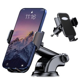 Car Phone Holder, Universal 4-in-1 Adjustable Car Phone Mount 360°Rotation for Dashboard/Windscreen/Air Vent, Upgraded Strong Suction One Button Release automobile Cradle for 4-7.2’’ Smartphone
