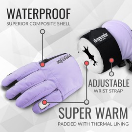 devembr Snowboarding Gloves with Wrist Guards, Ski Gloves Touchscreen, Snow Gloves Waterproof, Purple, M