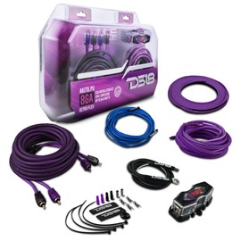 DS18 AKIT8.PU 8-GA Amplifier Installation Wiring Kit - Up to 840W Max, ANL Fuse Holder with 60A, Speaker & RCA Cables, CCA Amplifier Wiring Kit, Ultra Flex Wire, Amp Wire Kit 8 Gauge - Purple