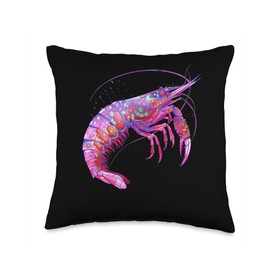 Cherry Shrimp Psychedelic Throw Pillow