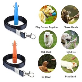 FANNAS Rütter Dog Whistle, Pack of 2 Dog Whistles with Free Whistle Band, Adjustable High Frequency, Loud and Wide Range for Effective Dog Training, Successful Dog Education, Blue/Orange