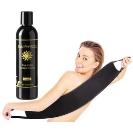 Tan Physics Sunless Tanner 8oz with Back Applicator – Self Tanning Lotion – Instant Tanning Lotion for Face & Body – Natural Self Tanner for Streak-Free, Long-Lasting Glow