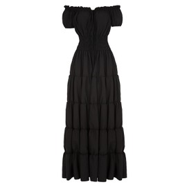 Hengzhifeng Renaissance Costume Women Medieval Irish Dress Retro Gown Waist Long Dresses (S, black)