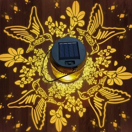 Hummingbird Solar Lanterns Outdoor Waterproof, Hanging Solar Lights Garden Decor, Metal Garden Lights for Yard, Patio, Lawn, Landscape, Gifts for Women Mom Grandma, Mother’s Day, Birthday