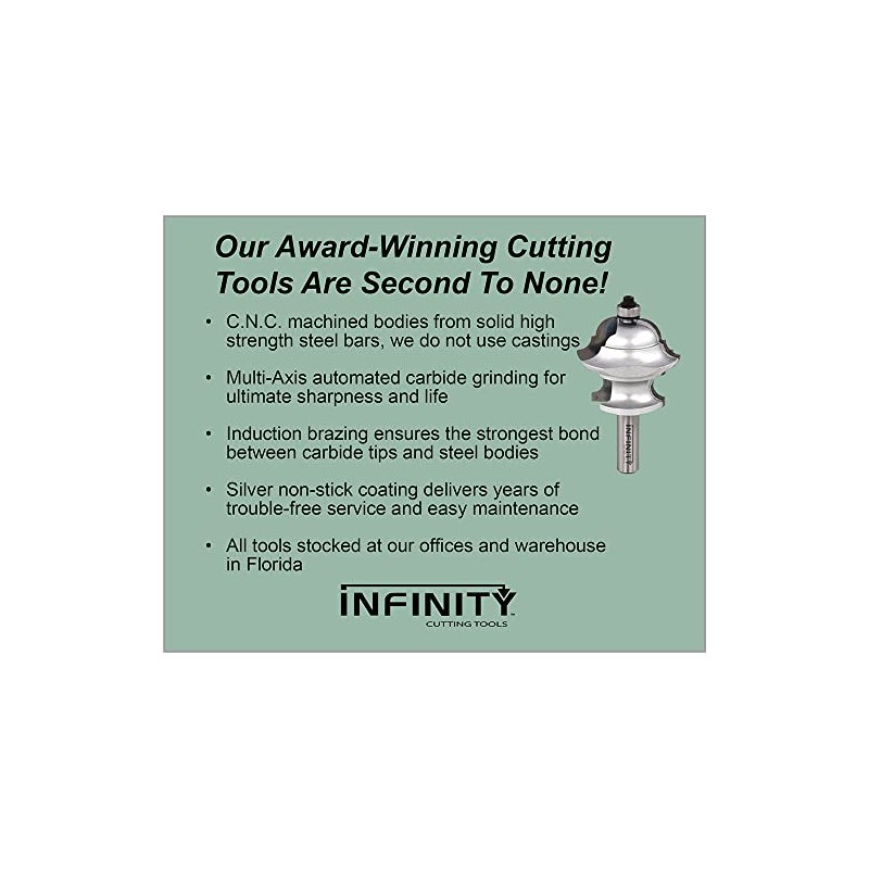 Infinity Cutting Tools 3-Pc. Cove Router Bit Set| Carbide Tip