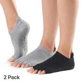 toesox Low Rise Half Toe Grip Socks, Multi Pack – Non-Slip Pilates Socks for Women and Men, Barre & Yoga Grip Socks