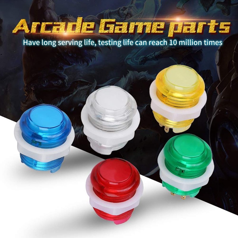 5Pcs 5V 24mm Jumbo Button with Microswitch LED Illuminated Push