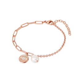 Valero Pearls Women's Bracelet Stainless Steel with Preciosa Freshwater Cultured Pearl Approx. 8.0 mm, Stainless Steel, Crystal