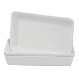 WITTKOWARE Pack of 3 Plastic Trays, 200 x 125 x 35 mm, Stackable, Very Stable, Virtually Unbreakable, White