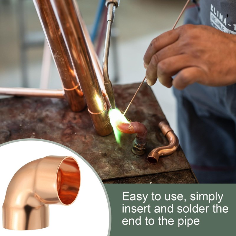 YOKIVE 2 Pcs Elbow Copper Fitting, 90 Degree Copper Pipe