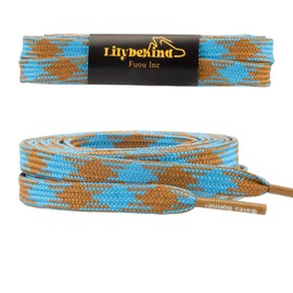 Lilybekind 5/16" Classic Multicolor Shoe Laces 51" Colorful Flat Shoelaces Checkered Replacement Shoestrings for Athletic Shoes Sneakers (Sky blue brown)