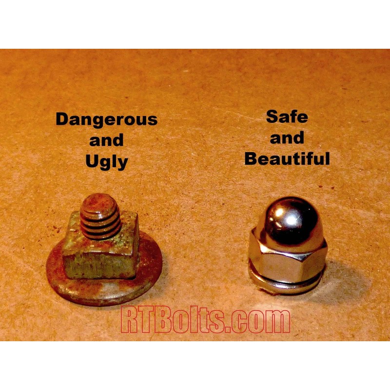 RT Bolts (15) Acorn Cap Nuts 1/4"-20 Safety, Show, Dome,