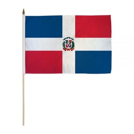 12x18 12''x18'' Dominican Republic WOODEN Stick Flag (24INCH Wooden Staff) Super Polyester INDOOR/OUTDOOR Decor SUPER polyester material FLAG PREMIUM Vivid Color and UV Fade Resistant