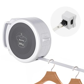 Masterwise Retractable Clothesline Indoor Outdoor Clothes Line, Heavy Duty Retractable and Portable Clothes Line with Anti-Slip Locking Buckle for Bathroom, Laundry Room or Balcony, White, 1 Pack