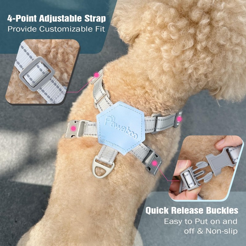 Pawaboo Small Dog Harness and Leash Set, Puppy Harness X-Frame