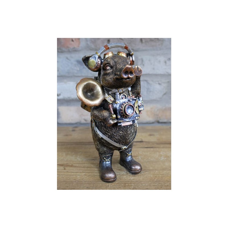 Venture Vehicles Ltd Steampunk Style Gold Pig Decorative Ornament |