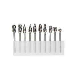 YUFUTOL 1/8 inch Carbide Burr Set - 10pcs Aluma Cut Carbide Rotary Burrs for Aluminum 3mm Shank Fits Die Grinder Drill for Woodworking,Drilling, Aluminum Craving,Engraving, Polishing