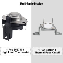 ZATUX 280148 Dryer Thermal Cut Off Kit Includes 8557403 Thermostat & 8318314 Thermal Fuse Compatible with Whirl-pool Dryers Replaces 280148VP AP3874047 PS991443 EAP991443 1175772