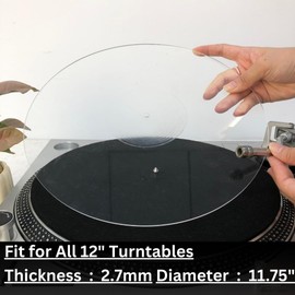 Acrylic Turntable Mat,11.75” Platter Slipmat for 12" Vinyl Record Players, Antistatic, Noise-Reducing Design for Enhanced Sound Quality and Tighter Bass, Turntable mat for Vinyl Records,(Clear)