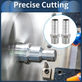 INFINAUTO Stainless Steel Barb Fittings, 19/32" Barb 3/8 BSPT Male Hose Barb Tubing Connector for Air Water Oil Gas Fuel, 2 Pcs