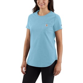 Carhartt Women's Force Relaxed Fit Midweight Pocket T-Shirt, Powder Blue, Medium
