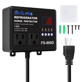 Sekelo Refrigerator Surge Protector, Double Outlet Voltage Protector for Home Appliances with Time Delay, Protects Against Brownout, Spike, Instant Surge All Voltage Abnormalities