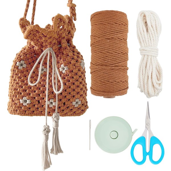 BEUNITONE Macrame Bag DIY Kit for Adults Beginners DIY Macrame
